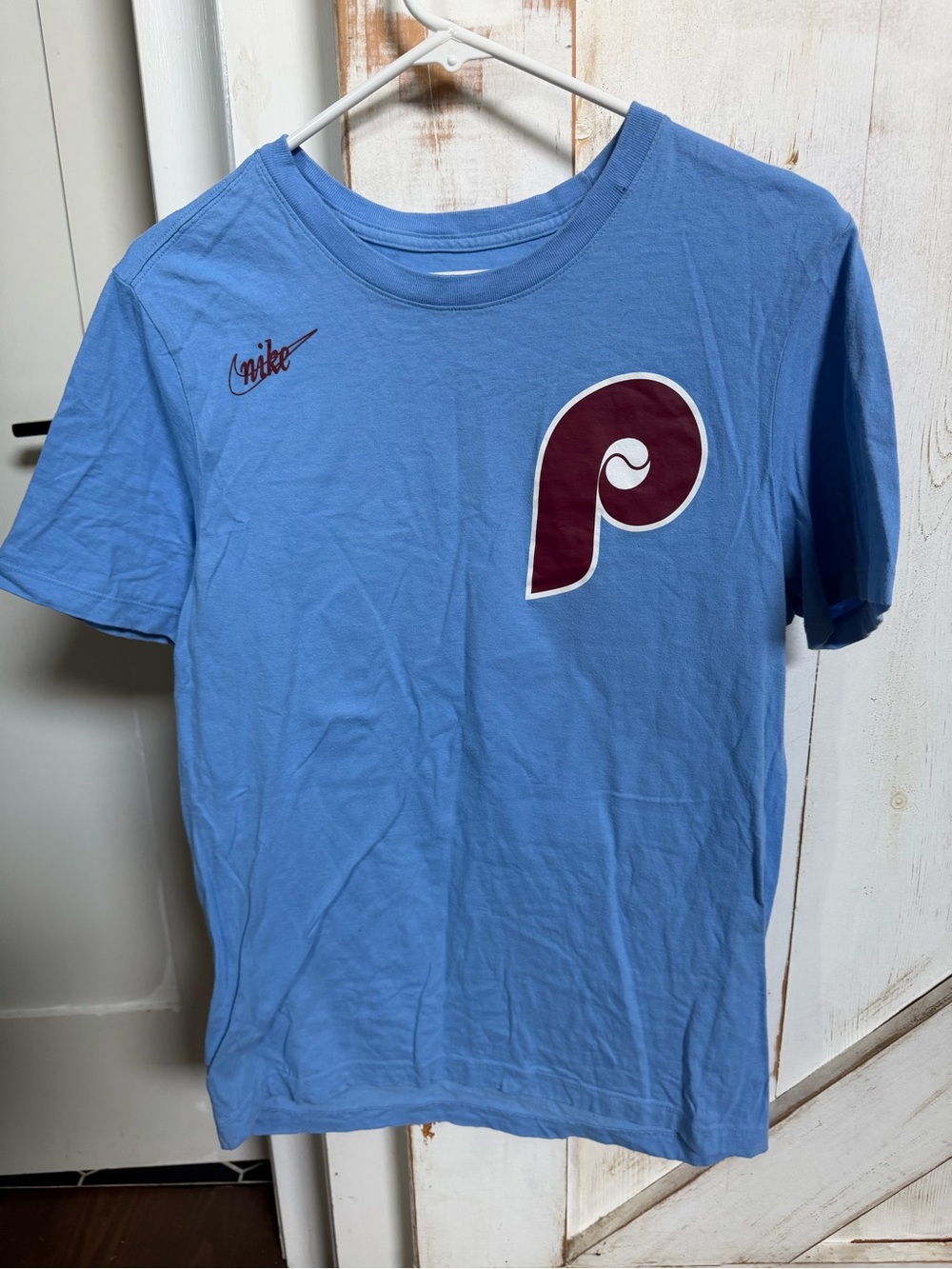 Nike Sky Blue Tee with Maroon Phillies 0246